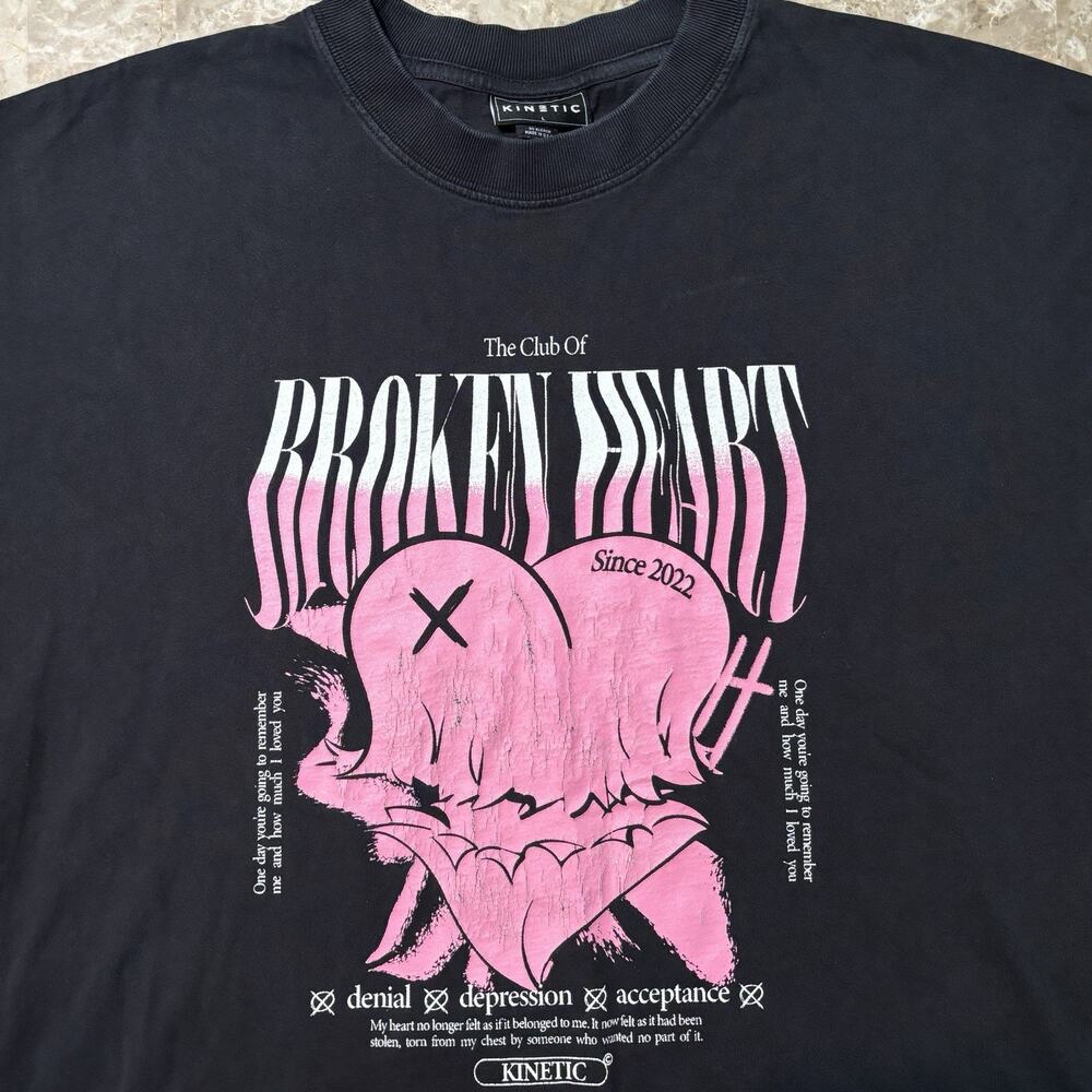 Kinetic Kings Shirt Mens Large Black Broken Hearts Graphic Oversized Pump Cover